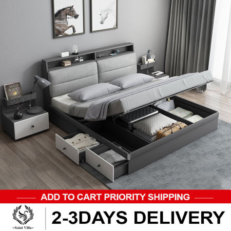 Saint Villa Modern Storage Bed with Drawer for Small Spaces