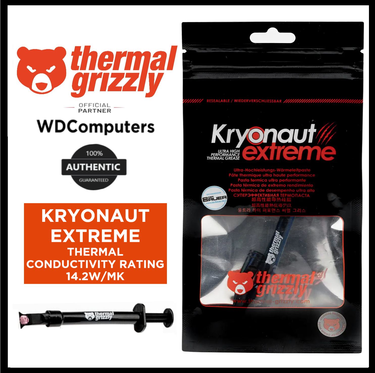 Thermal Grizzly Kryonaut Thermal Paste, 5.55g - Nabob Brands