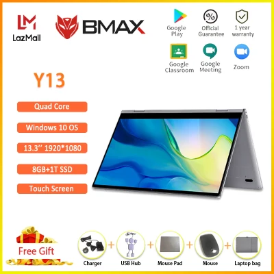 [1 Year Warranty] BMAX official Y13 360° Laptop 13.3 inch Notebook Windows 10 8GB LPDDR4 256/512GB/1T SSD 1920*1080 IPS Intel N4120/N4100 touch screen laptops (4)