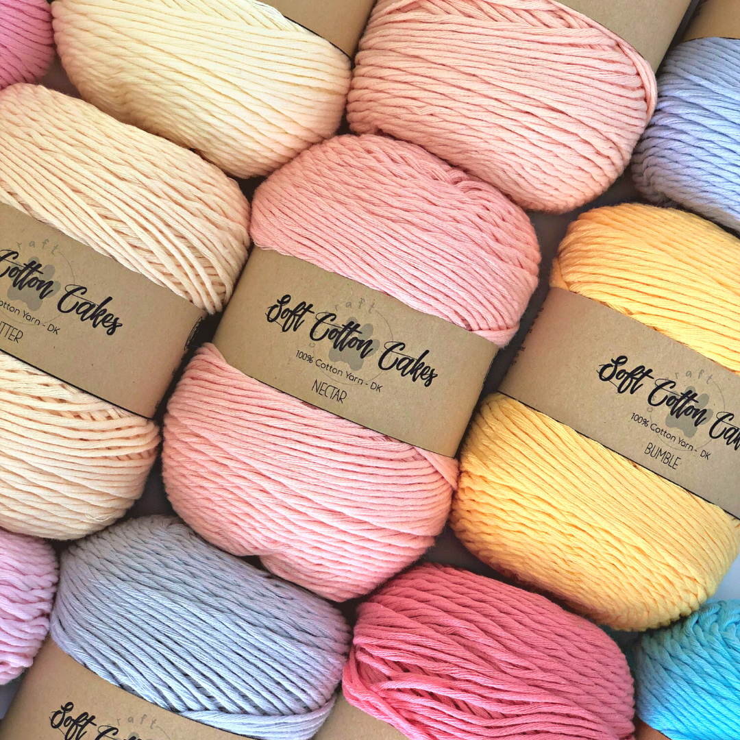 Catcraft Soft Cotton Yarn Cakes, 100% Cotton, Light Weight