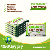 ORGANIC BABY WIPES 30 sheet EXTRA LARGE PACK OF 6