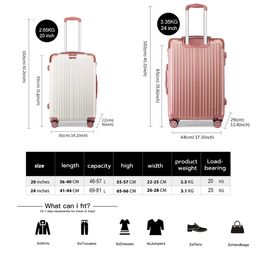 20kg suitcase in litres