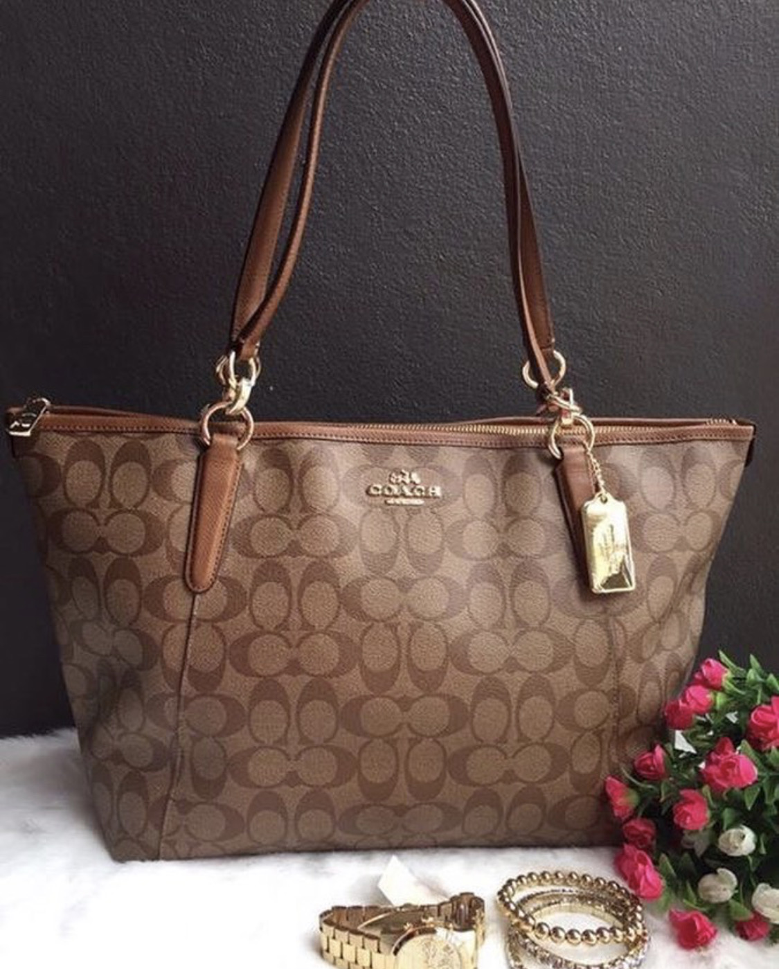 Coach ava tote outlet rose gold