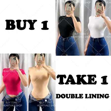 Basic Double Lining Full Length T-shirt Top - Buy 1 Get 1 Free
