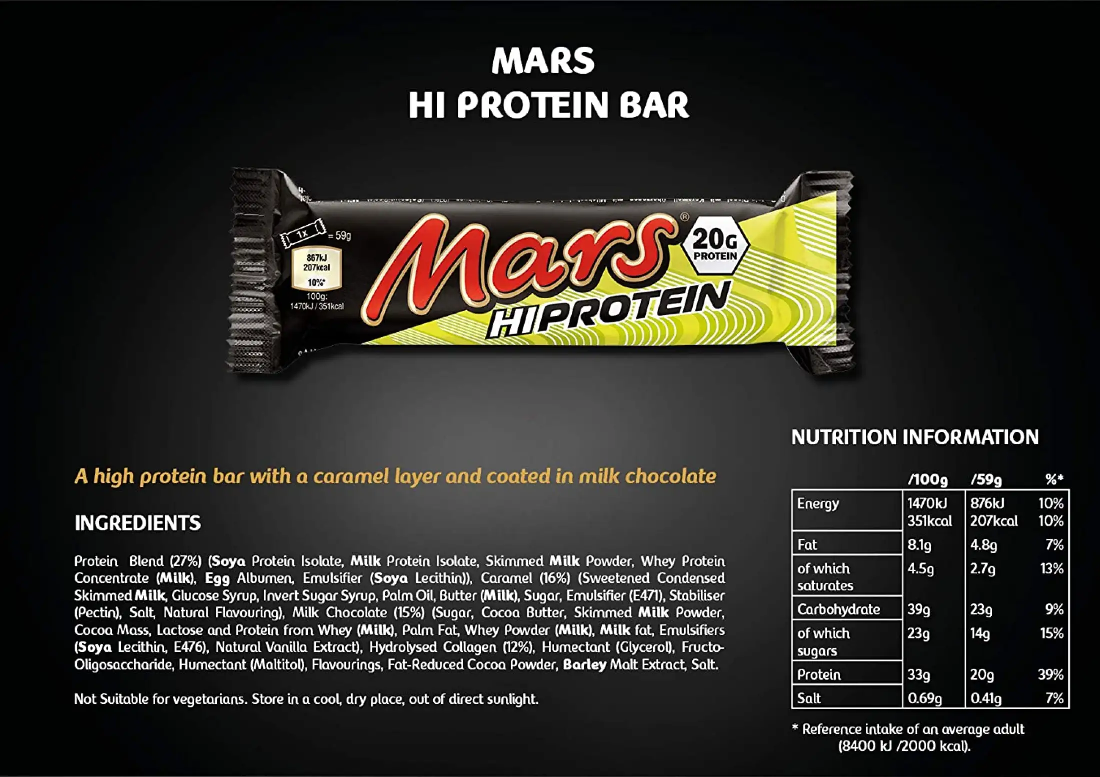 Mars High Protein Bar (12 bars x59g) - High Protein Energy Snack with Caramel, Nougat and Real Milk Chocolate - Contains 20g Protein, Low Sugar, for Muscle Gain, Weight Loss | Lazada PH