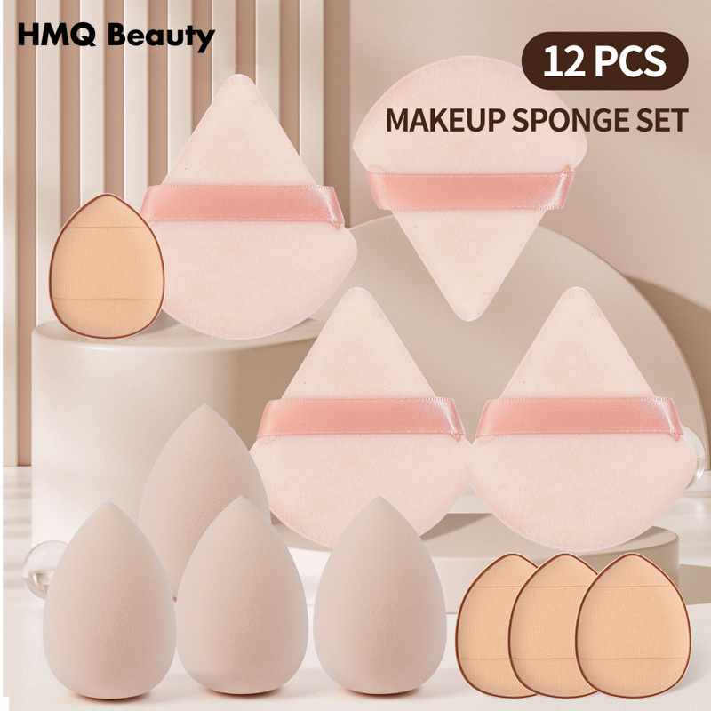 12Pcs Triangle Powder Puff Mini Face Makeup Sponge Cosmetics Soft