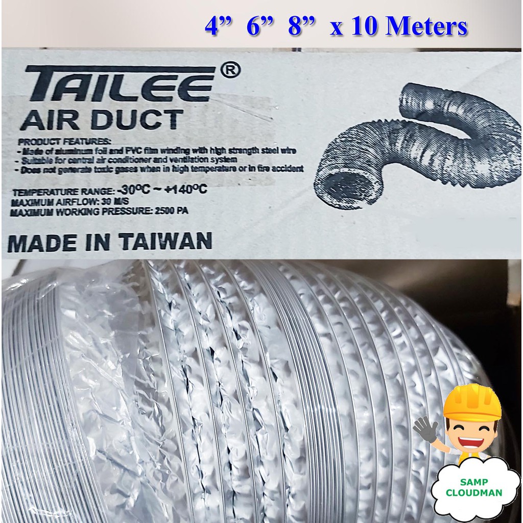 ✪Tailee Flexible Aluminum Air Duct 4 5 6 8 10 12 inches x 10 meters Duct  Aluminum Flexible Hose Duct✩ | Lazada PH