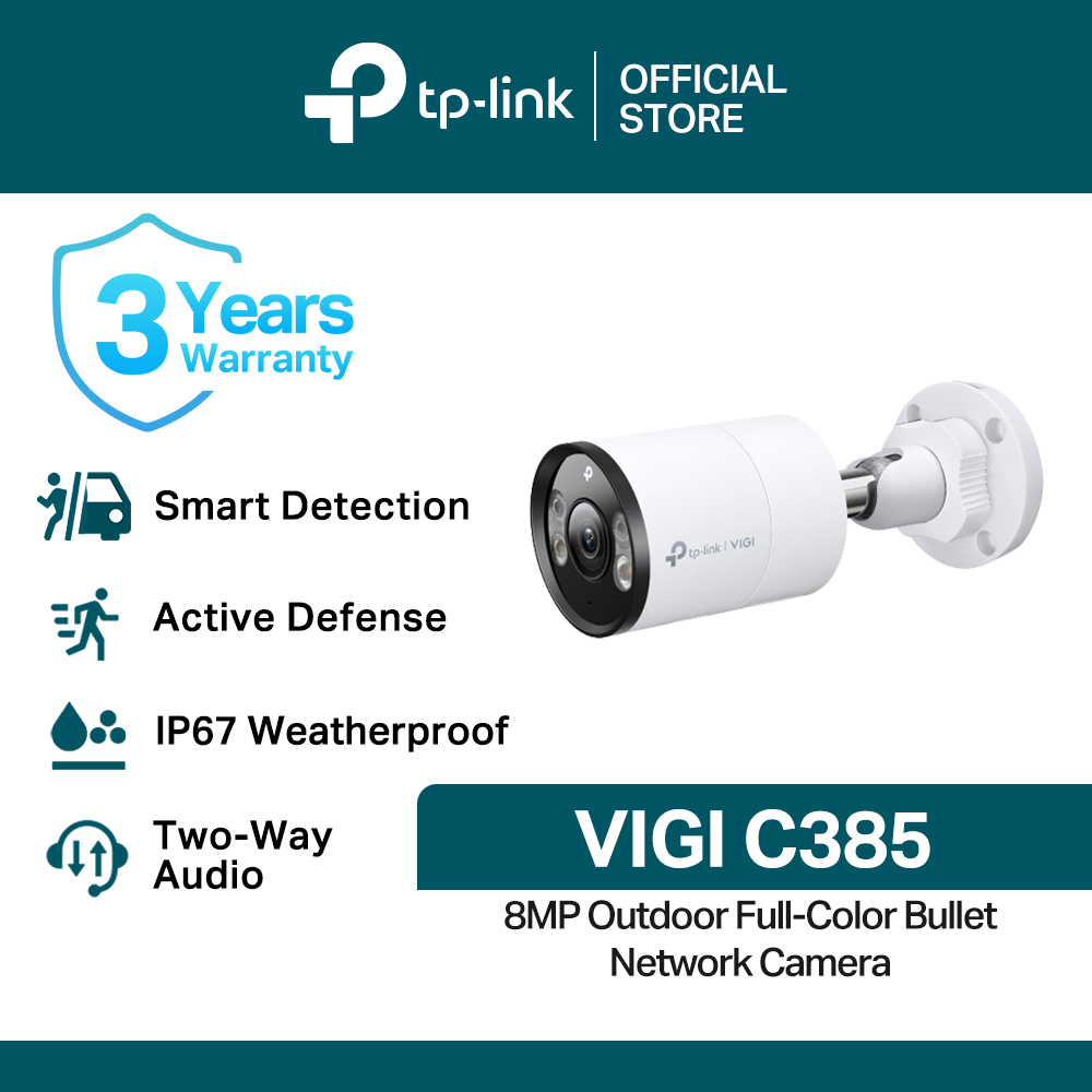 TP-Link Official Store / VIGI C385 / 4K 8MP Outdoor Full-Color Bullet Home Security Network CCTV Camera Connect to Cellphone