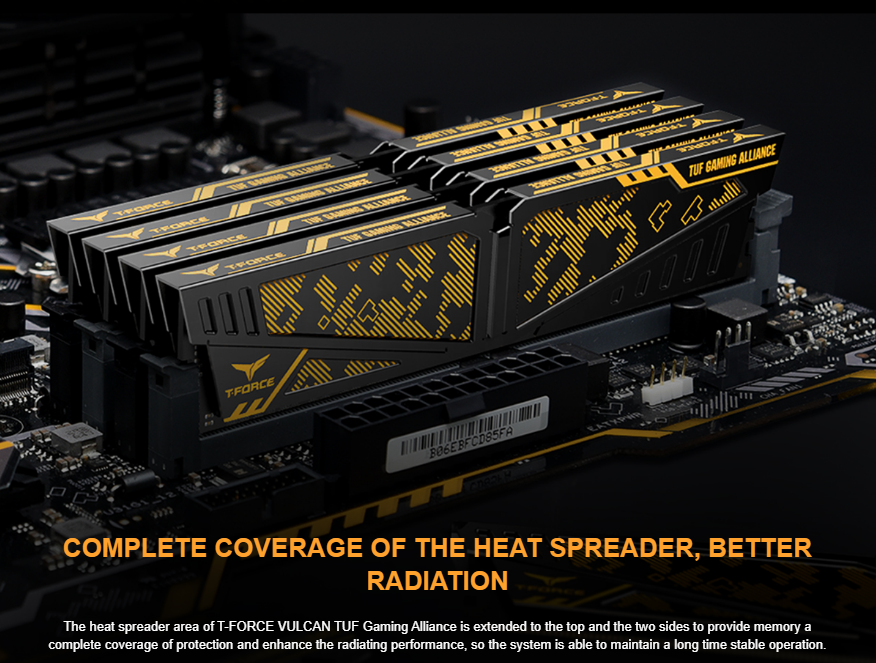 TEAMGROUP T-Force Vulcan TUF Gaming Alliance 16GB Kit 3200MHz CL 16 (2x8GB) DDR4 Dram (PC4-25600) Desktop Memory Module Ram 3200 - TLTYD416G3200HC16CDC01