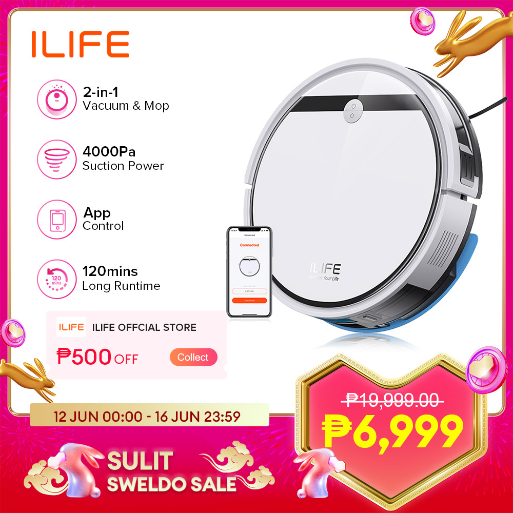 [PH Stock] ILIFE V3x Robotic Vacuum Cleaner Sweep&Wet Mopping Strong Suction Power RoboVac Multiple Cleaning Mode Sofa Clean Pets Hair for Home Auto Charge Robot Vaccum Cleaner For Office House