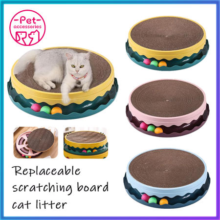 Cat Scratch Board Bed - Replaceable, Scratch Resistant Toy