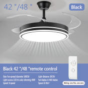 Remote Control Ceiling Fan with Light and Chandelier - 