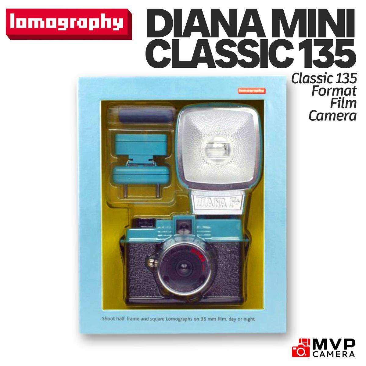 LOMOGRAPHY Diana Mini Camera and Flash 35mm Square and Half Frame