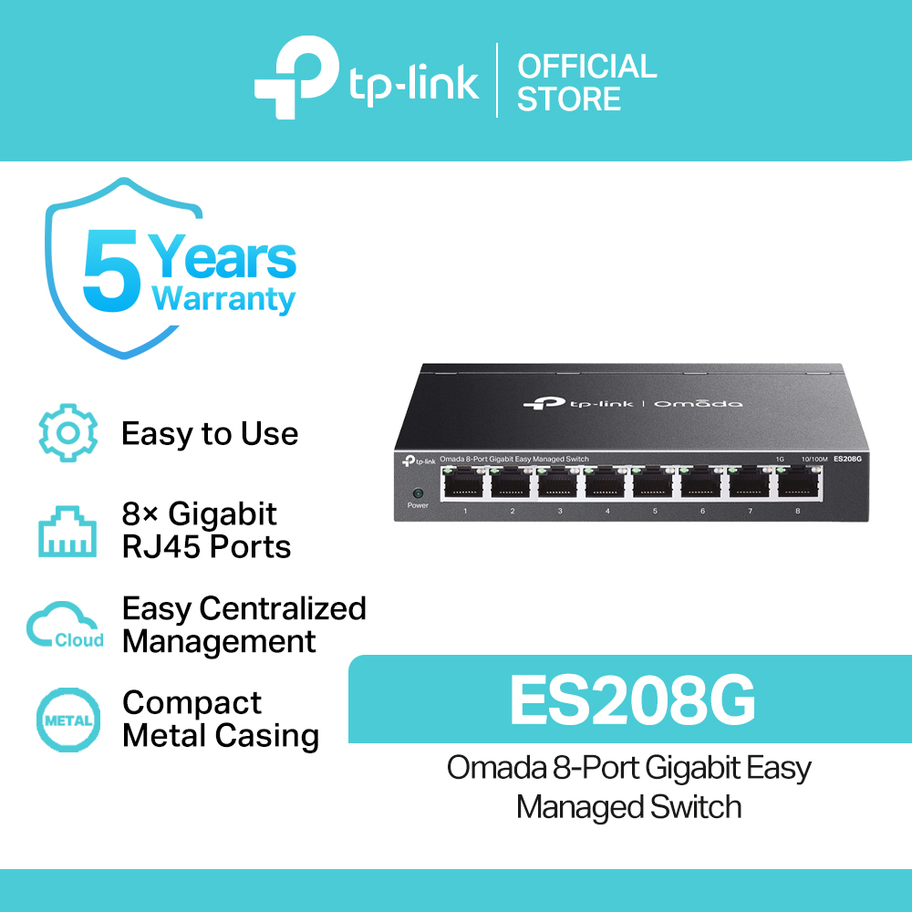 TP-Link Official Store / ES208G/ES216G/ES224G / Omada 8/16/24-Port Gigabit Easy Managed Switch Desktop Network Ethernet Switch for Internet