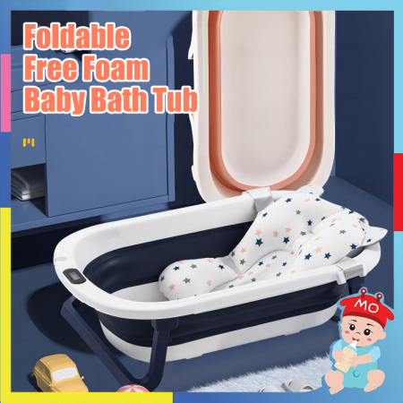 Foldable Baby Bath Tub with Thermometer - Adjustable & Non-Slip