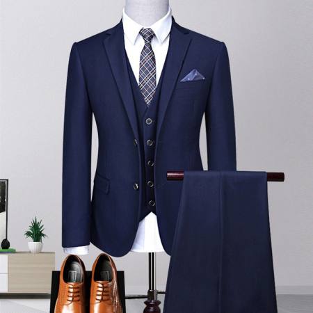 Jinli Mens 3 Piece Tuxedo Suits Slim Fit Casual Suit Blazer Two Button Wedding Prom Jackets Vest&Trousers