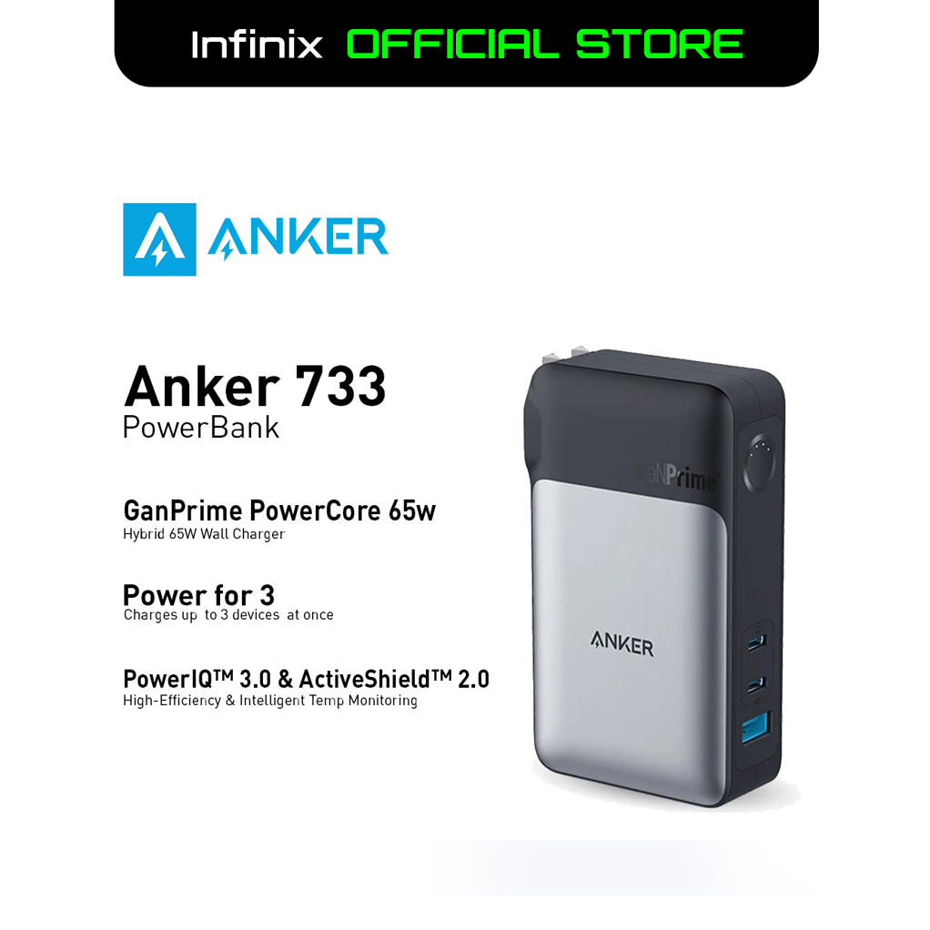Infinix Anker 733 Power Bank Ganprime Powercore 10000mAh