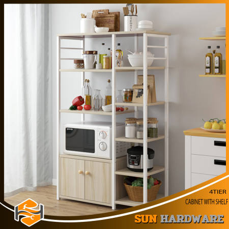 Sun Hardware SH-21 4Tier Microwave Oven Kitchen Storage Cabinet Rack Shelf Holder Organizer