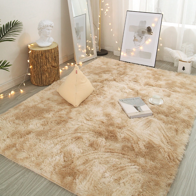 Living Rug Beige Polyester Carpet Mat for Rooms