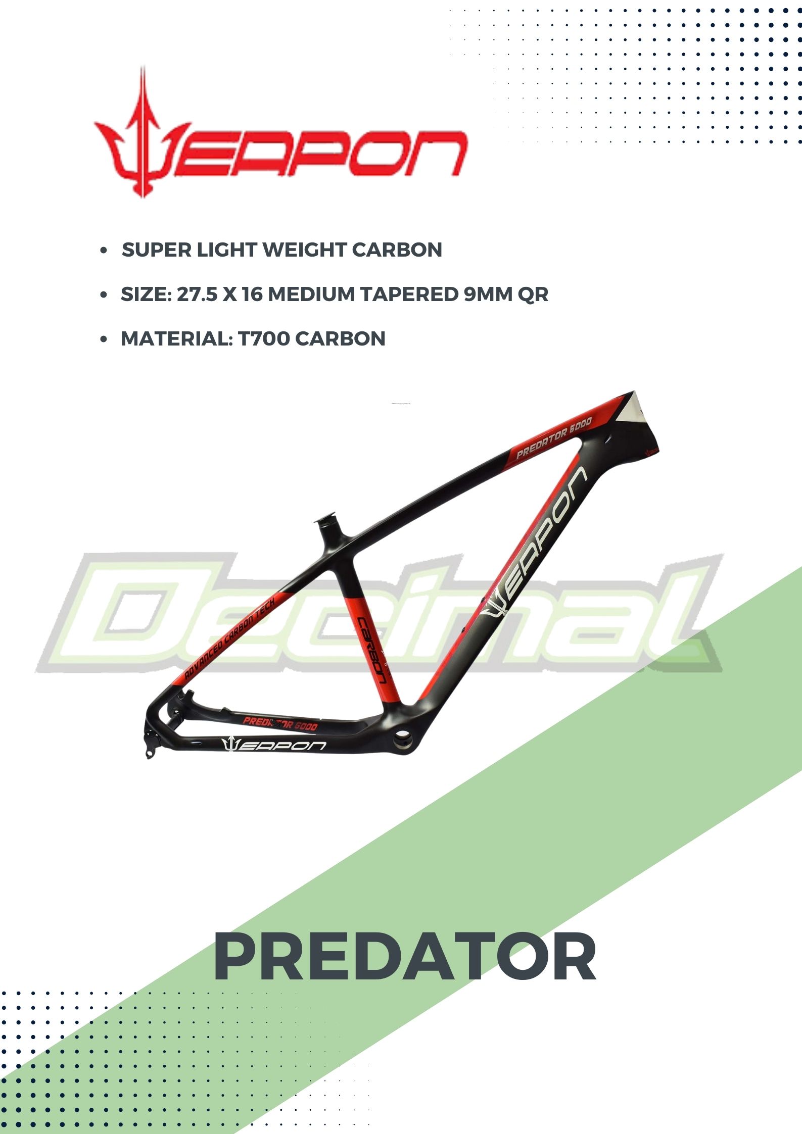 weapon predator carbon frame