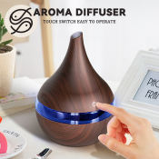 Wood Grain Essential Oil Diffuser Humidifier with 7-Color Light