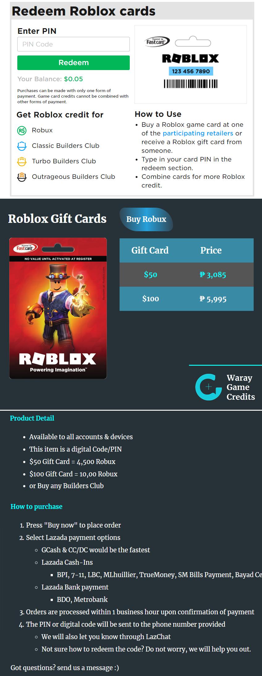 50 100 Roblox Gift Card - 