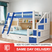 Solid Wood Mother and Baby Bunk Bed with Storage
