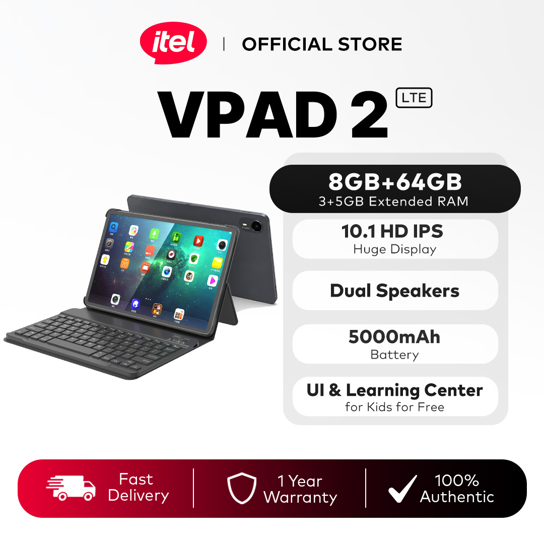 itel Villaon VPad 2 4G LTE 8GB RAM (3+5) + 64GB ROM /10.1" HD IPS Display/ 5000mAh / UI & Learning Center