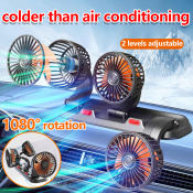 Adjustable 3-Head Car Fan - Low Noise, 12V/24V/5V