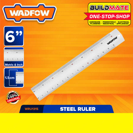 Wadfow 150mm 6" Inches Ruler Metric & Inch Stainless Steel Edge Measuring Tool For Home, School And Office Durable And Flexible Rulers WRU1315 | 100% Original / Authentic •BUILDMATE• Wht