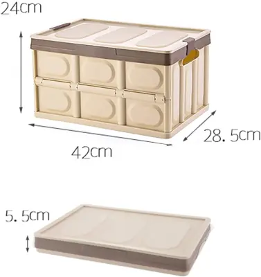 Storage Bin Bins with Lids Collapsible Plastic Crate Storage Container Box with Handle (2)