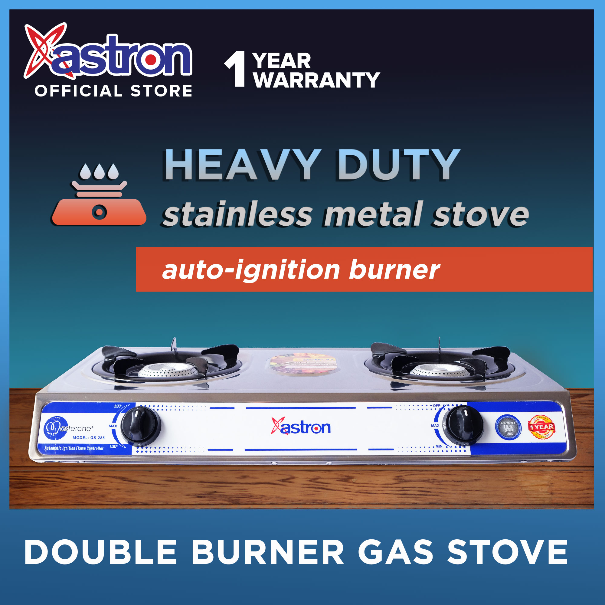 Astron Heavy Duty Double Burner Gas Stove