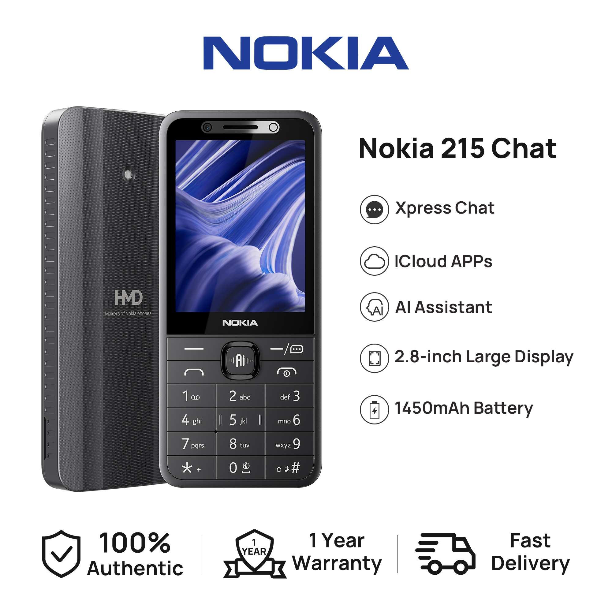 【Online Chat】Nokia 215 4G Video Chat Cloud Apps Facebook/X AI Assistant 2.8" Screen Bluetooth5.0 FM Radio feature phone - Image 2