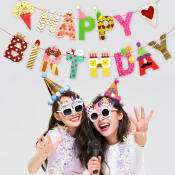 Colorful Happy Birthday Banner for Kids Party Decorations