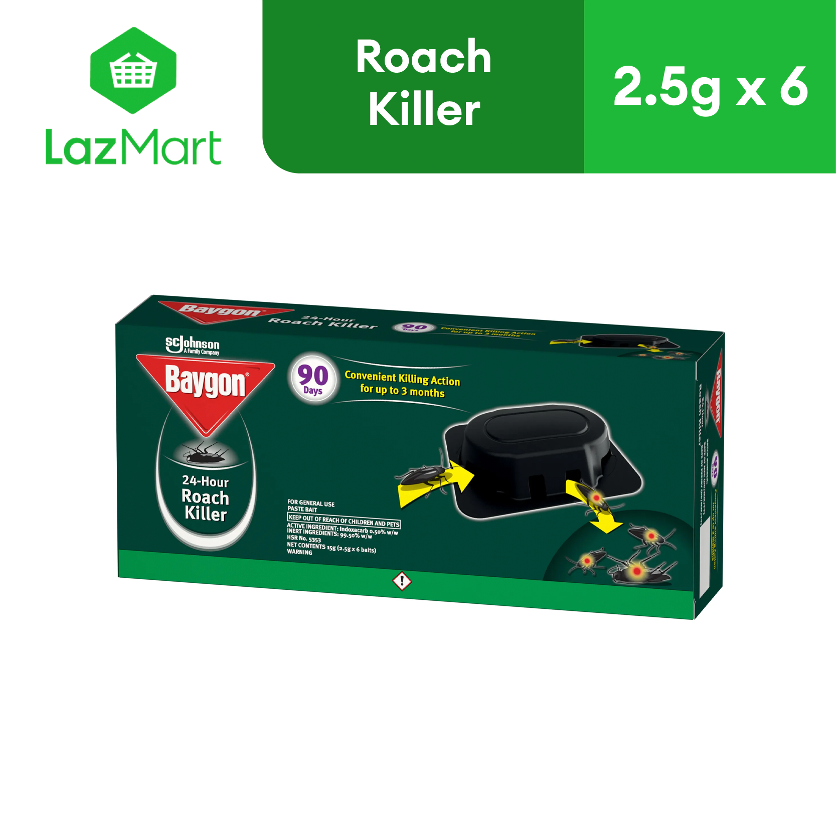 Baygon 24-Hour Roach Killer 2.5g x 6 Baits