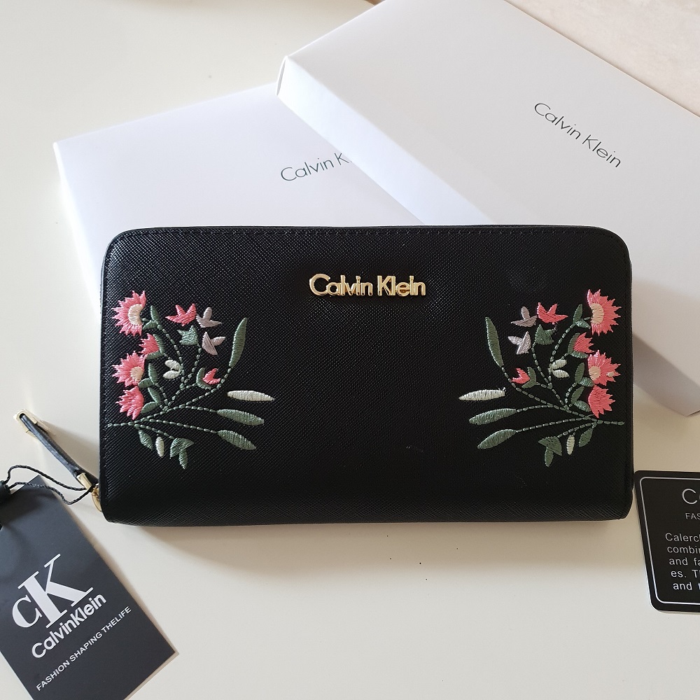 calvin klein floral wallet