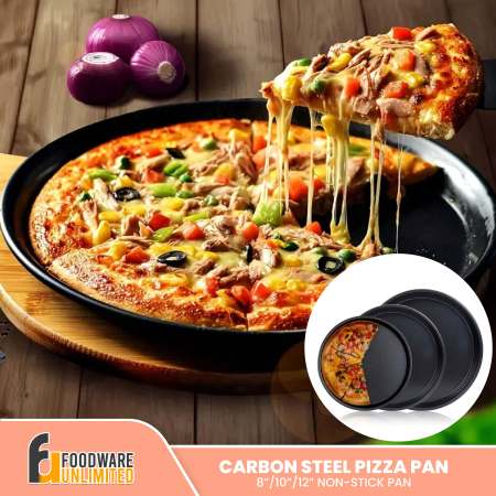 Non-Stick Carbon Steel Pizza Pans - 8/10/12 Inch Sizes