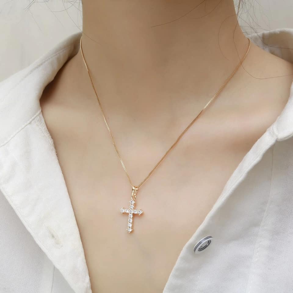 Tala by Kyla Full Diamond Cross Necklace for Women