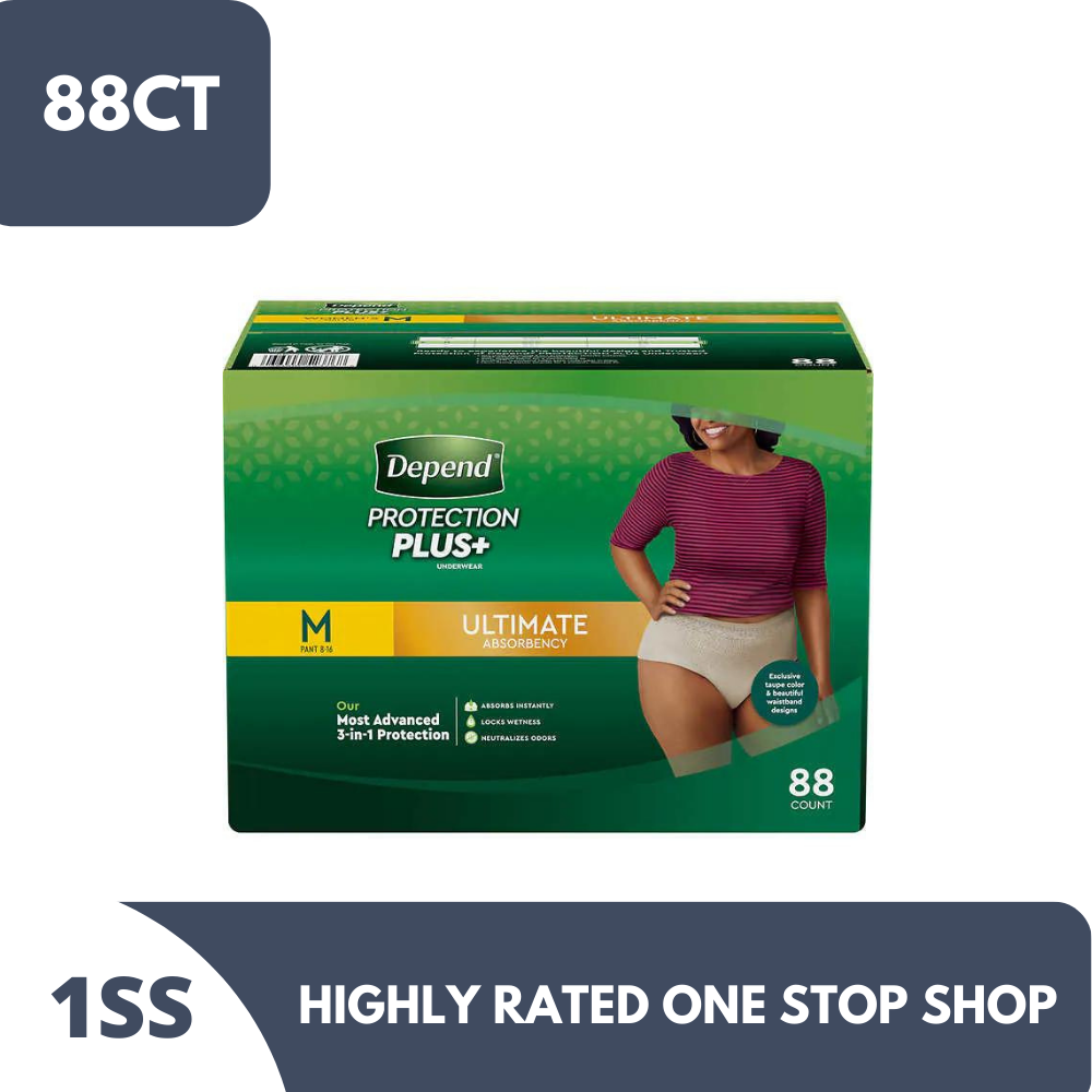 Depend Protect Plus Absorbent Pants Adult Diapers M - 9pcs x 1 pack (9 pcs)