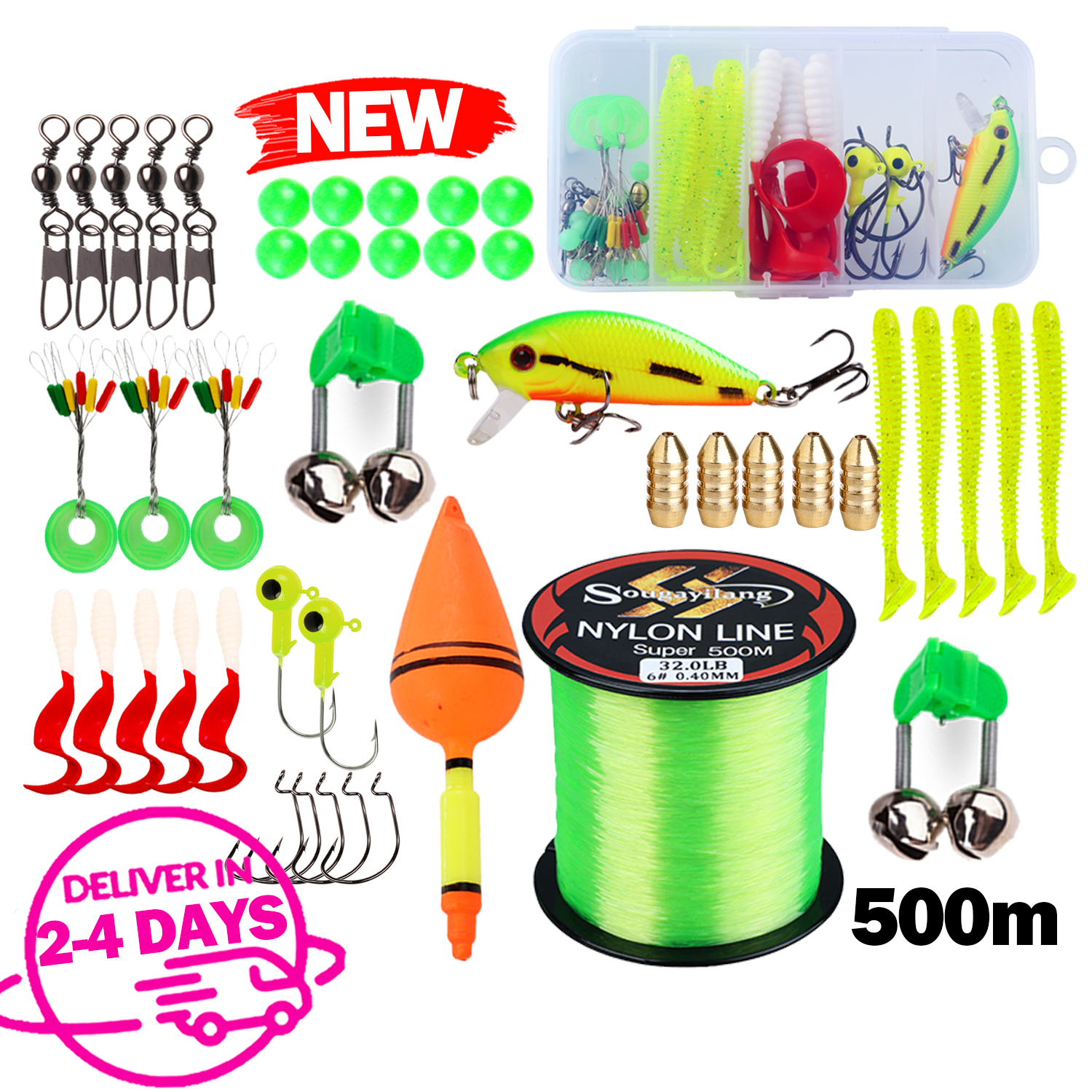 COD]Fishing Accessories Set for Novice Including Fishing Lures