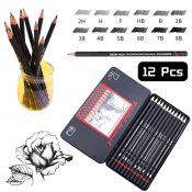 Cozyrooms Sketching Pencil Set - 12 Pcs, Iron Box