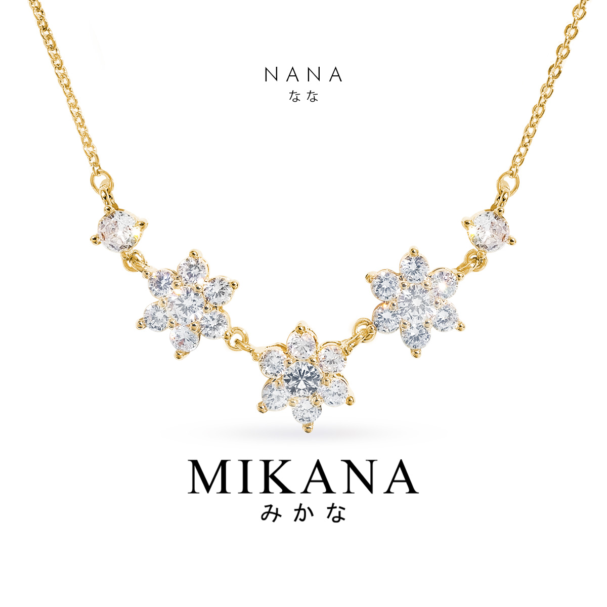 Mikana 14k Gold Plated Nana Pendant Necklace with Rhinestones