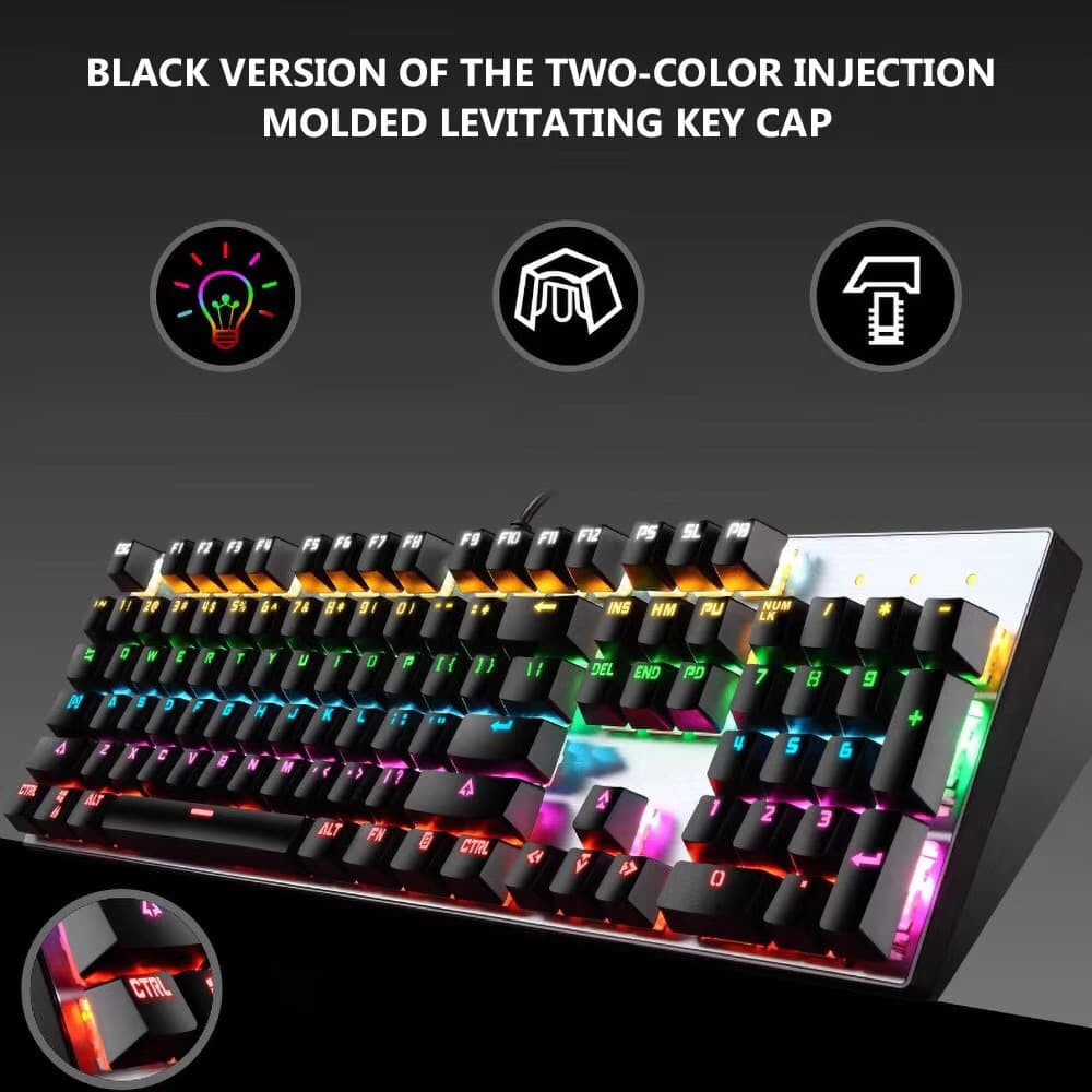 K28 Gaming Mechanical Keyboard - 87 Keys Colorful LED Backlit