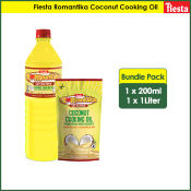 1 Bottle of Fiesta Romantika Coconut Cooking Oil 1 liter + 1 pack of Fiesta Romantika Coconut Cooking Oil 200ml