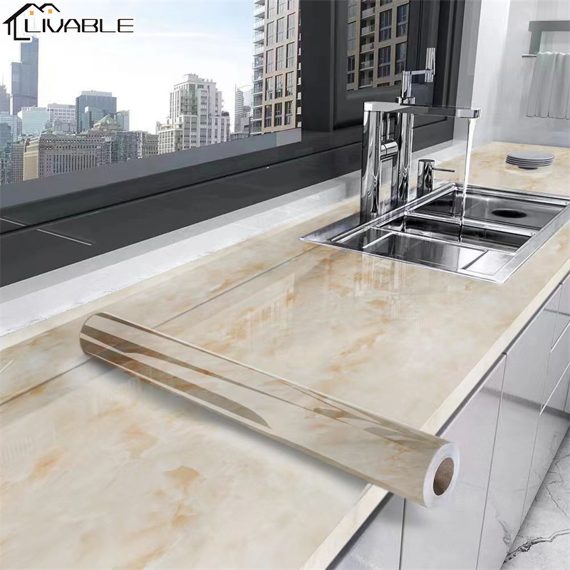 LIVABE Marble Wallpaper Selfadhesive Kitchen Decorate Wallpaper Roll Countertop Waterproof Oil Proof Thickening Stickers - Image 2