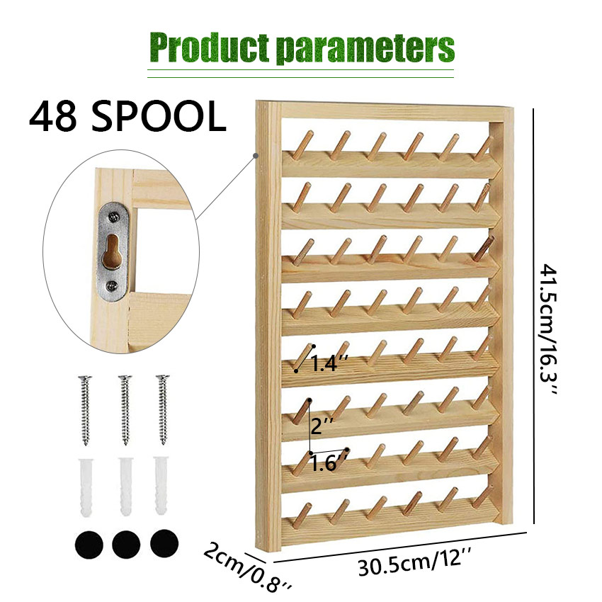 Wooden Wall Hanging Thread Rack Multi-Spool Shelf Organizer Machine Sewing  Storage Holder Quilting Knitting Tool Decorations