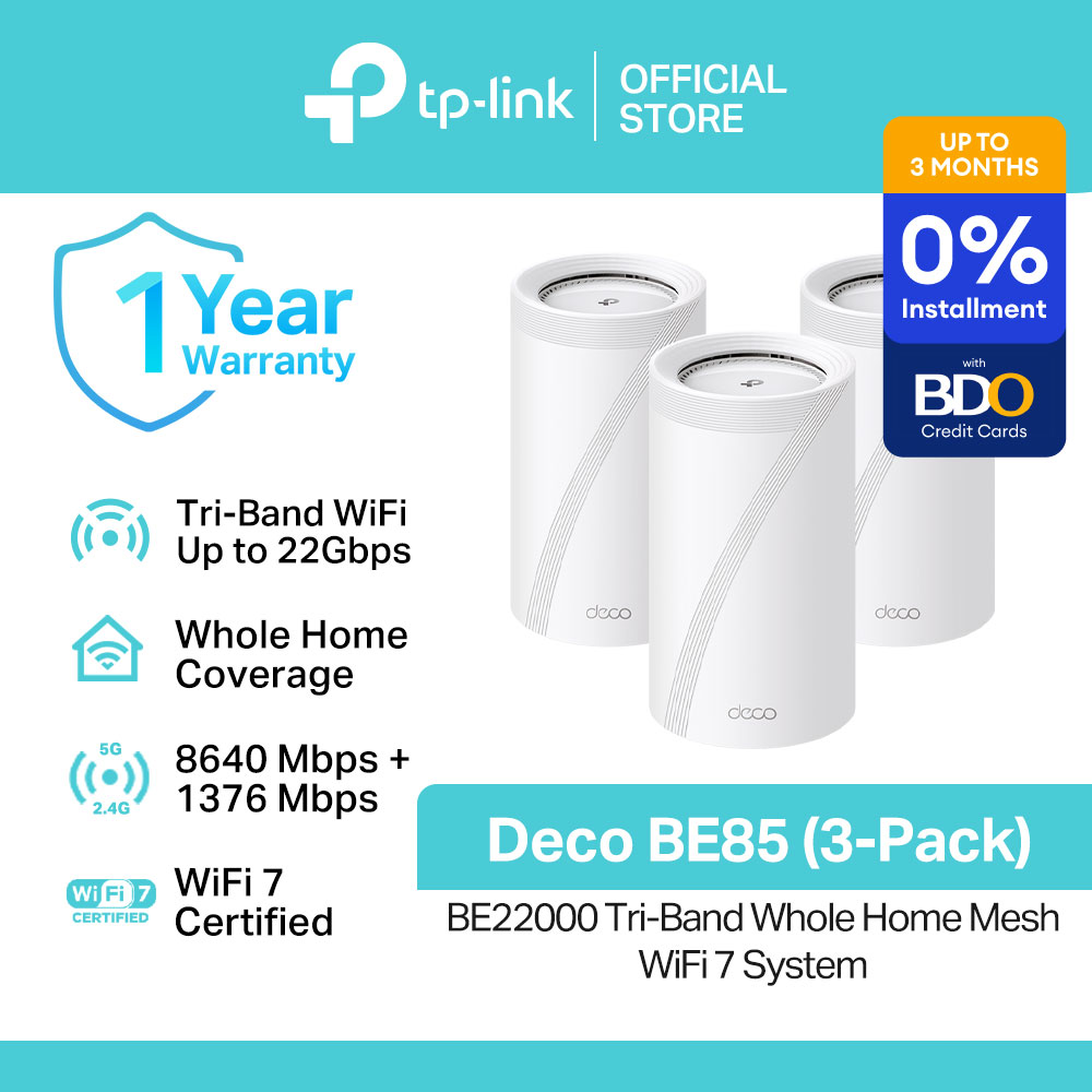 TP-Link Official Store / Deco BE85 BE22000 / 22 Gbps Tri-Band Multi-Gigabit Whole Home Mesh Smart Access Point WiFi 7 Router - Image 2