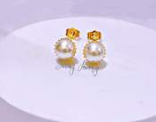 ZIHANG JEWELRYUS 10K Gold Plated siopao pearl earrings studs