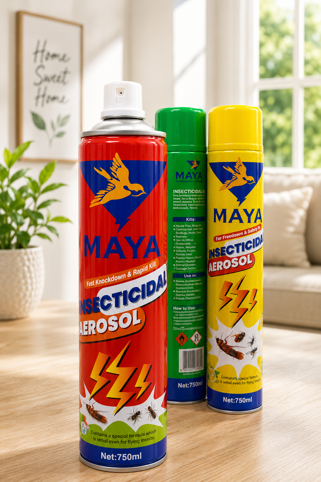 SUPERSALE Mosquito Killer 750ML Lemon Insecticide Aerosol Insect Spray All Types of Insects Maya Insecticidal Aerosol Yellow Green Red - Image 3