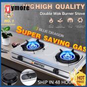 Stainless Steel Double Burner Gas Stove with Automatic Ignition